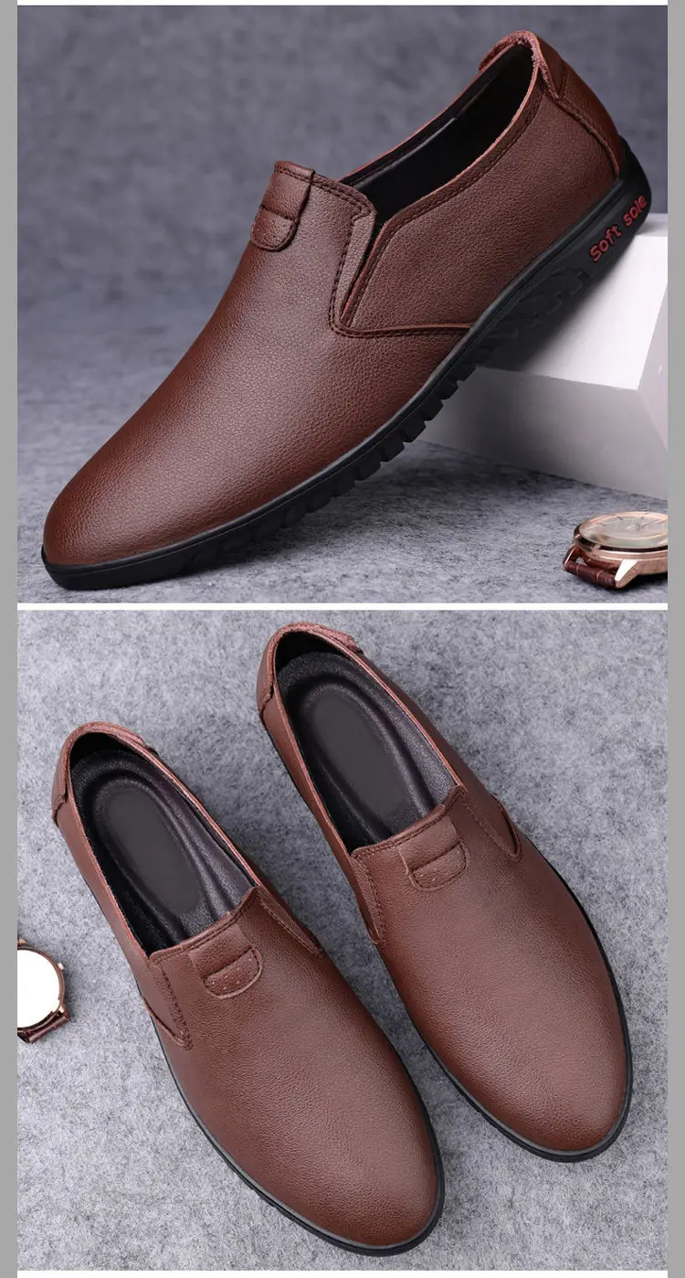 Luxury Business Loafers Men Leather Shoes Breathable Rubber Sole Dress Shoes Male Office Wedding Flats Footwear