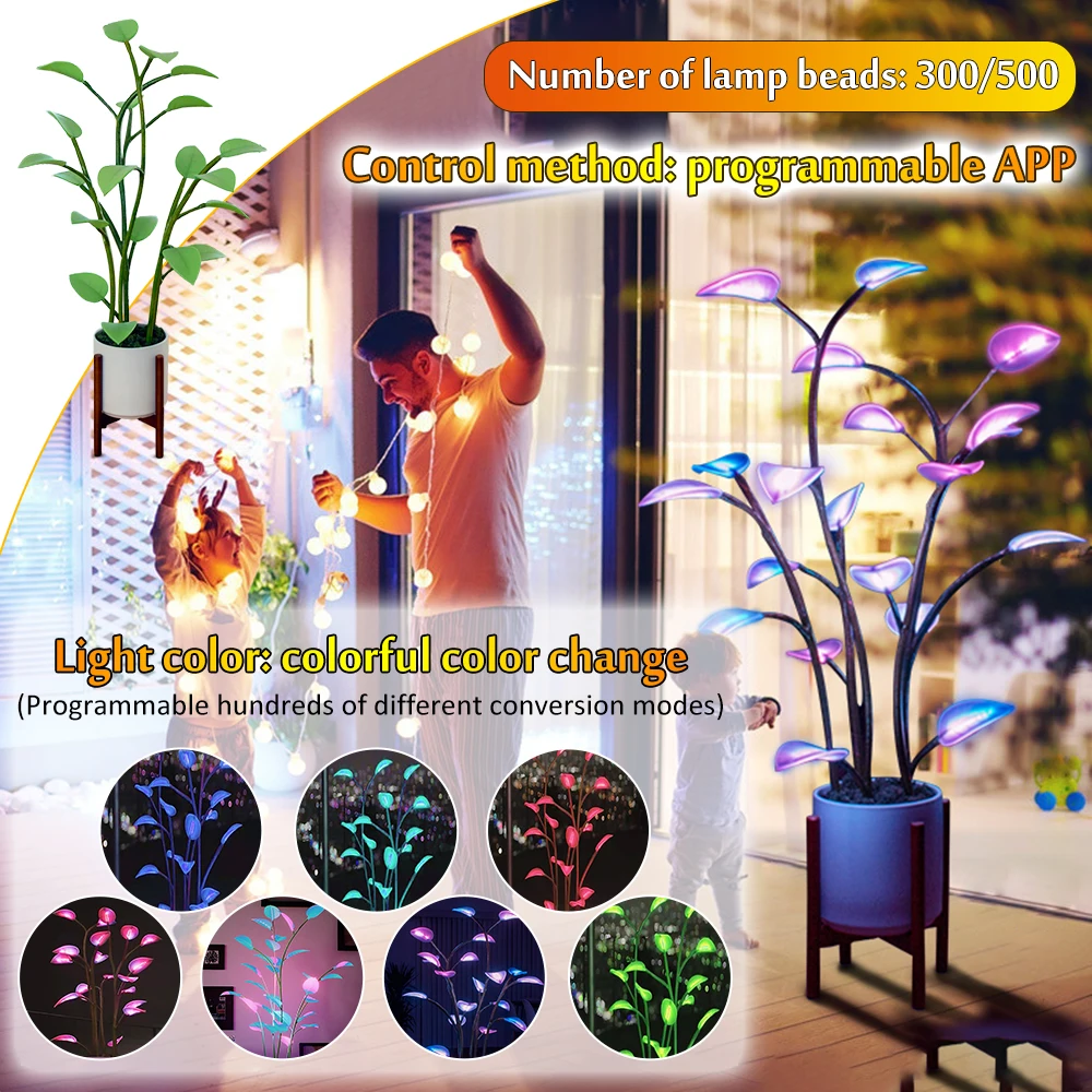 Magical LED Houseplant Lamp Indoor Decor Programmable Night Light Changeable Color Plant Magic Lamp for Home Decor Bonsai Lights