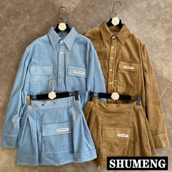 2020 Autumn Winter Long Sleeve Lapel Pocket Velvet Shirt Casual Coat Short Mini Skirt Two Piece Set Women Outfits Skirt Suits
2020 Autumn Winter Long Sleeve Lapel Pocket Velvet Shirt Casual Coat Short Mini Skirt Two Piece Set Women Outfits Skirt Suits