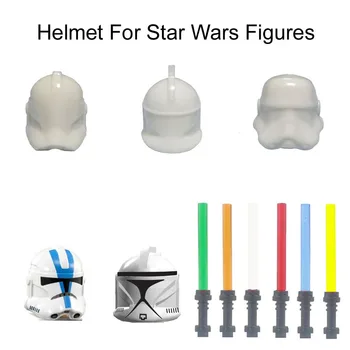 Unprinted Helmet for Space Wars figure weapon Lightsaber minifigs hat crash helmets accessory building block brick assemble