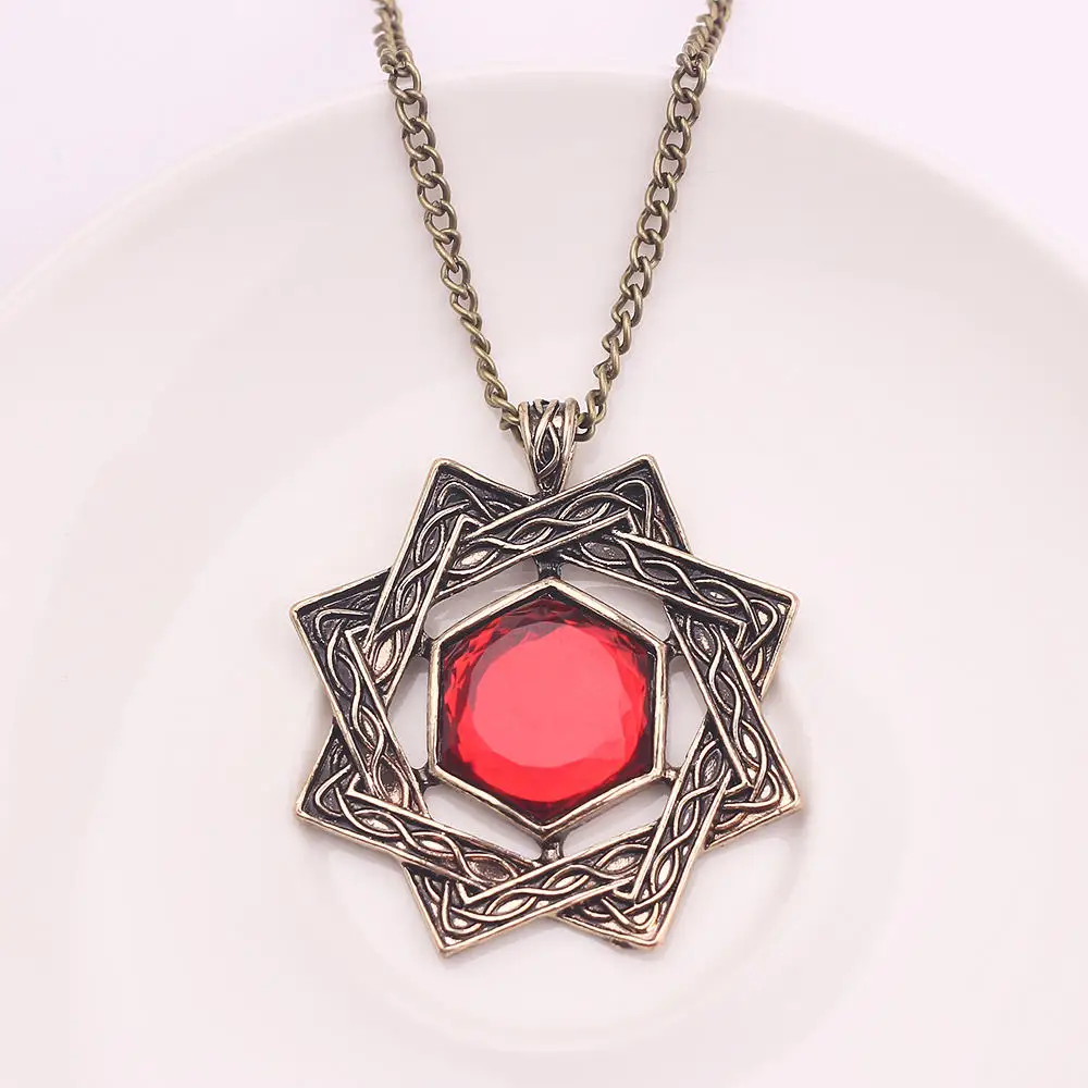 necklaces bronze red crystal stone pendants dark souls men charm