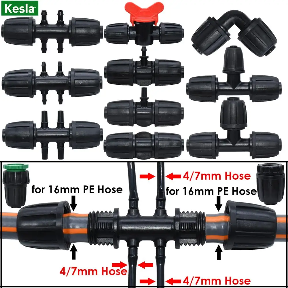 KESLA 2PCS 16mm 1/2'' PE Pipe Connector Splitter Tee Coupling w/ Thread Lock to 4/7mm 3/5mm Hose Garden Watering Drip Irrigation
KESLA 2PCS 16mm 1/2'' PE Pipe Connector Splitter Tee Coupling w/ Thread Lock to 4/7mm 3/5mm Hose Garden Watering Drip Irrigation