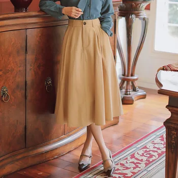 Japan Style Mori Girl Pure Color Knee-Length Skirts Spring Autumn Women High Waist Cotton Skirt Pockets Apricot,Green
Japan Style Mori Girl Pure Color Knee-Length Skirts Spring Autumn Women High Waist Cotton Skirt Pockets Apricot,Green