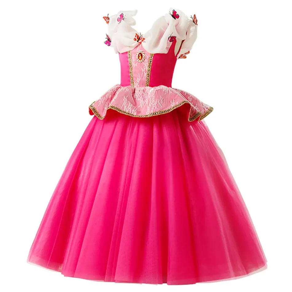 Kinder Mädchen Elsa Belle Aurora Kostüm Party Prinzessin Xmas Tutu Kleid Gr.3-10