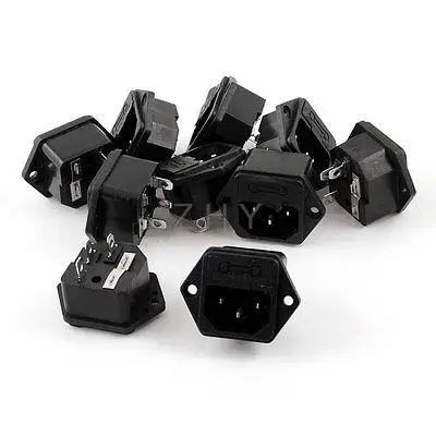 

10 PCS AC 250V 10A Screw Mounted IEC 320 C14 Inlet Power Socket