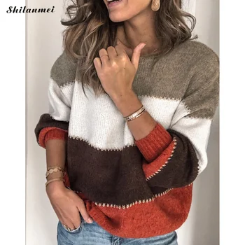 Winter Women Sweater 2019 Fashion Striped Knitted Pullovers Long Sleeve Autumn Sweater Causal Loose Sweater Women Sweater Jumper
Winter Women Sweater 2019 Fashion Striped Knitted Pullovers Long Sleeve Autumn Sweater Causal Loose Sweater Women Sweater Jumper