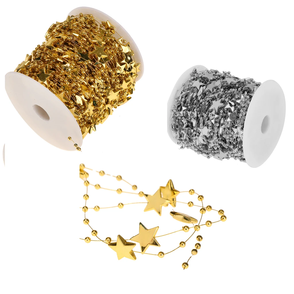 30m Star String Bead Garlands Chain Crafts Strands for Curtain Festival Wedding 30m Star String Bead Garlands Chain Crafts Strands for Curtain Festival Wedding