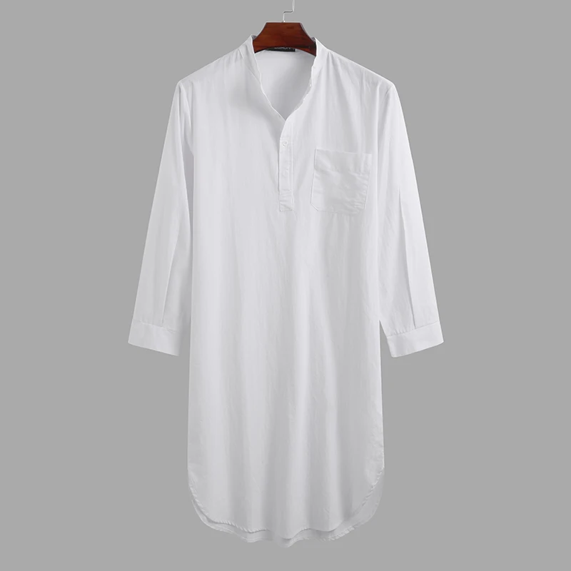 2020 Men's Sleep Robes Solid Color Cotton Long Sleeve Comfort O Neck Leisure Nightgown Mens Bathrobes Homewear Plus Size INCERUN 2020 Men's Sleep Robes Solid Color Cotton Long Sleeve Comfort O Neck Leisure Nightgown Mens Bathrobes Homewear Plus Size INCERUN