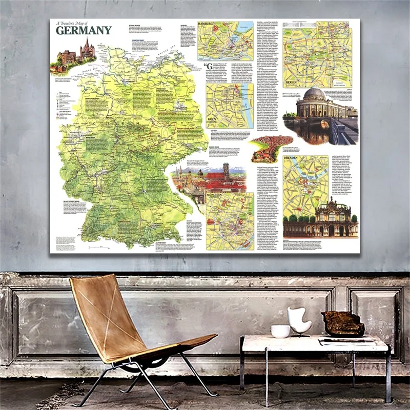 A2 Size Unframed Wall Painting Germany Travel Map in 1991 Fine Canvas Wall Map HD Printed Map For Home Decor
A2 Size Unframed Wall Painting Germany Travel Map in 1991 Fine Canvas Wall Map HD Printed Map For Home Decor