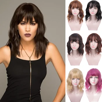 DIANQI short wavy Synthetic Wigs Purple Hair Wigs with Bangs for Women Fake Hair 14 inch Black Brown Cosplay Wigs
DIANQI short wavy Synthetic Wigs Purple Hair Wigs with Bangs for Women Fake Hair 14 inch Black Brown Cosplay Wigs