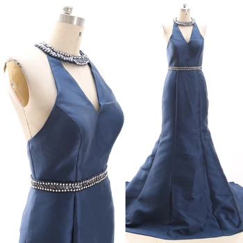 MACloth Dark Navy Mermaid Halter Floor-Length Long Crystal Satin Prom Dresses Dress M 268255 Clearance
MACloth Dark Navy Mermaid Halter Floor-Length Long Crystal Satin Prom Dresses Dress M 268255 Clearance