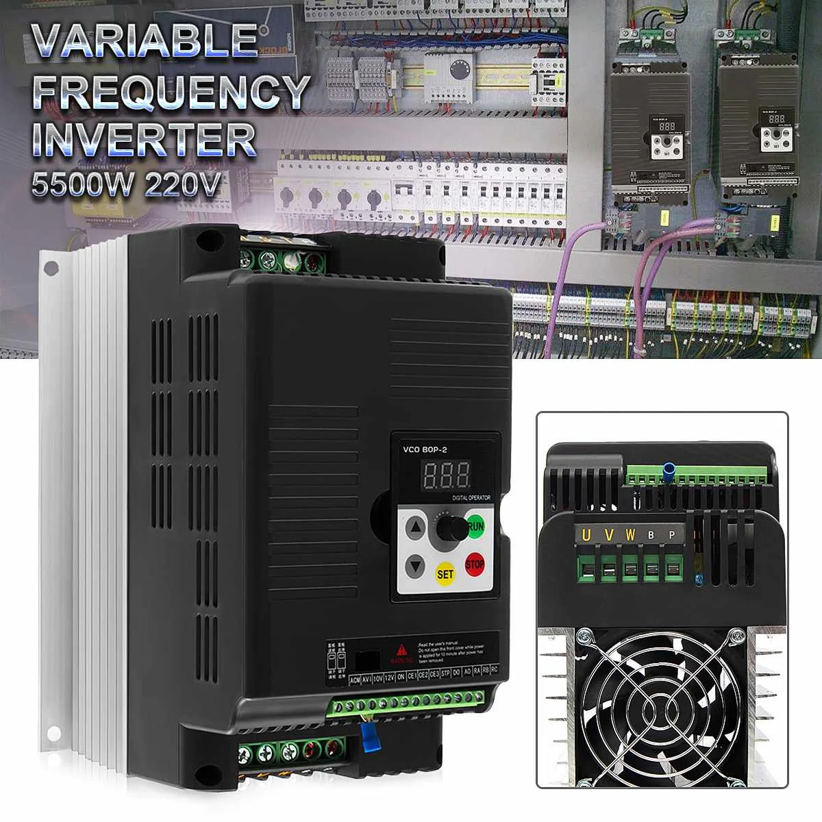 220V 5.5KW 3 Phase Input VFD Frequency Inverter 3 Phase Triphase Output Motor Speed Control Frequency Drive Converter
220V 5.5KW 3 Phase Input VFD Frequency Inverter 3 Phase Triphase Output Motor Speed Control Frequency Drive Converter