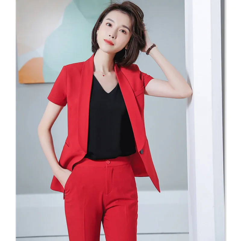Summer Office Lady Elegant Pants Suits Short-sleeved Pantsuit Jacket Female Professional Plus Size Two Piece Suit For Women
Summer Office Lady Elegant Pants Suits Short-sleeved Pantsuit Jacket Female Professional Plus Size Two Piece Suit For Women
