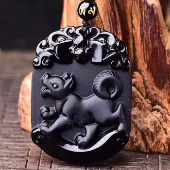 Natural Black Obsidian Pendant Carved Chinese Mascot Zodiac Dog Pendant Bead Necklace Lucky Amulet Men Women's Jade Jewelry
Natural Black Obsidian Pendant Carved Chinese Mascot Zodiac Dog Pendant Bead Necklace Lucky Amulet Men Women's Jade Jewelry