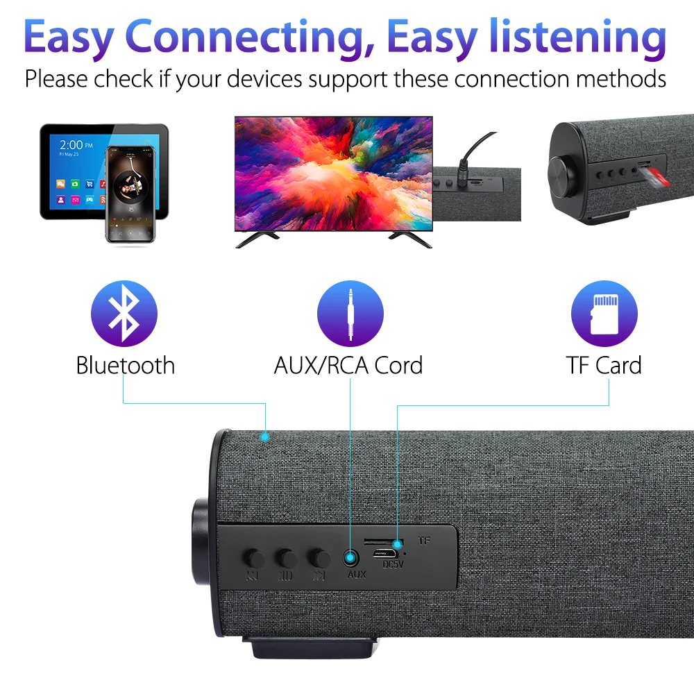 Rsionch 20W Computer Soundbar Wireless Indoor Outdoor Speakers Bluetooth TV Sound Bars with Remote Control
Rsionch 20W Computer Soundbar Wireless Indoor Outdoor Speakers Bluetooth TV Sound Bars with Remote Control