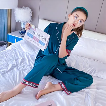 Silk Pyjamas Sleepwear Women Pajamas Set Satin Pijamas Nightwear 2020 Sleep Lounge Overall Printing Home Clothes
Silk Pyjamas Sleepwear Women Pajamas Set Satin Pijamas Nightwear 2020 Sleep Lounge Overall Printing Home Clothes