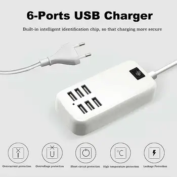6-port Splitter With Switcher Power Adapter Usb Charger Port Multi-usb Plug Phone Charger 6usb Multi-port Charger Travel Pl 
6-port Splitter With Switcher Power Adapter Usb Charger Port Multi-usb Plug Phone Charger 6usb Multi-port Charger Travel Pl