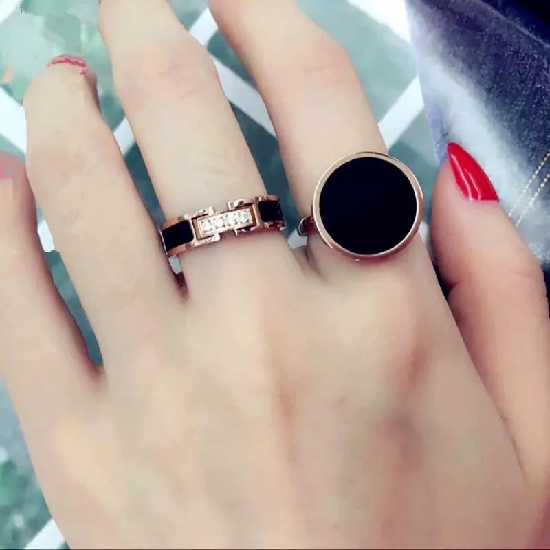 YUN RUO CNC Zircon Inlay Black Rings Fashion Titanium Steel Jewelry Rose Gold Color Birthday Gift Woman Never Fade Drop Shipping
YUN RUO CNC Zircon Inlay Black Rings Fashion Titanium Steel Jewelry Rose Gold Color Birthday Gift Woman Never Fade Drop Shipping