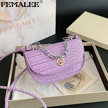 Elegant Crocodile Pattern Portable Saddle Bag Female Designer Metal Chain Shoulder Bag Solid Color Retro Underarm Messenger Bags
Elegant Crocodile Pattern Portable Saddle Bag Female Designer Metal Chain Shoulder Bag Solid Color Retro Underarm Messenger Bags