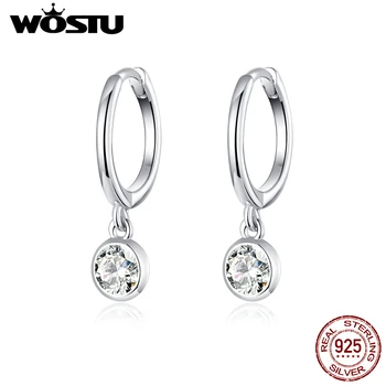 

WOSTU Authentic 925 Sterling Silver Dazzling Zirconia Hoop Earrings For Women Wedding Simple Earrings Luxury Jewelry DXE830