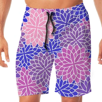 

Colorful Flowers Men's Beach Pants Quick Drying Beach Shorts Swimming Surfing Boating Water Sports Trunks Loose Swimwear Shorts