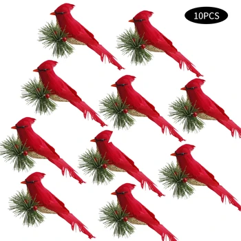 10pcs/set Realistic Cute Cardinal Clip On Xmas Tree Decoration Festival Decor Red Feathers Artificial Birds Household Props 
10pcs/set Realistic Cute Cardinal Clip On Xmas Tree Decoration Festival Decor Red Feathers Artificial Birds Household Props