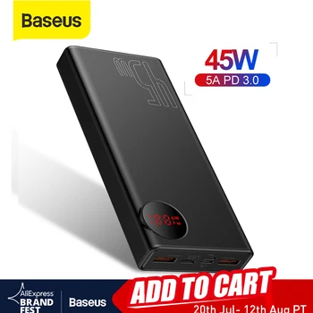 Baseus 20000mAh Power Bank 45W USB Type C PD Fast Charging Powerbank Porable External Battery Charger For Smartphone Laptop
Baseus 20000mAh Power Bank 45W USB Type C PD Fast Charging Powerbank Porable External Battery Charger For Smartphone Laptop