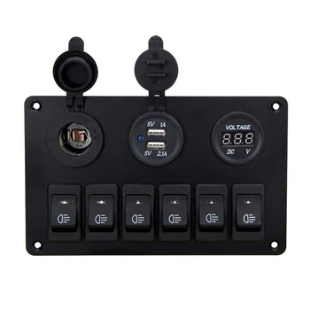 12-24V 6Gang 12V Blue LED Rocker Switch Panel Car Boat Circuit Dual USB Waterproof Splash-proof Anti-corrosion Switch Panel
12-24V 6Gang 12V Blue LED Rocker Switch Panel Car Boat Circuit Dual USB Waterproof Splash-proof Anti-corrosion Switch Panel