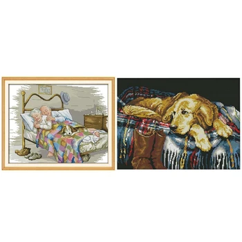 2 set DIY Cross Stitch Kit - 14CT Faithful Dog Pattern 43 x 33cm & 11CT Printing Old Couple Pattern 57 x 46 cm
2 set DIY Cross Stitch Kit - 14CT Faithful Dog Pattern 43 x 33cm & 11CT Printing Old Couple Pattern 57 x 46 cm