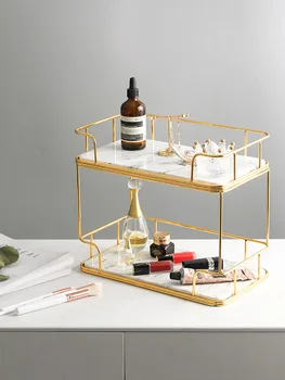 Nordic double layer ceramic cake tray dessert tray display table gold plated iron cosmetics storage rack
Nordic double layer ceramic cake tray dessert tray display table gold plated iron cosmetics storage rack