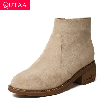 QUTAA 2020 Flock Round Toe Zipper Fashion Ankle Boots Thick Middle Heel Women Boots Autumn Winter Casual Women Shoes Size 34-43
QUTAA 2020 Flock Round Toe Zipper Fashion Ankle Boots Thick Middle Heel Women Boots Autumn Winter Casual Women Shoes Size 34-43