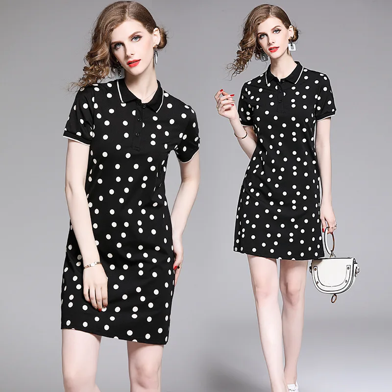 WOMEN'S Dress 2019 Summer New Style Polo Fold-down Collar Short Sleeve Sweet Polka Dot Casual by Age Polo Dress-
WOMEN'S Dress 2019 Summer New Style Polo Fold-down Collar Short Sleeve Sweet Polka Dot Casual by Age Polo Dress-