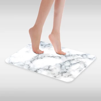 

3D Wood grain ceramic tile Bathroom Bath Mat Toilet Carpet Flannel Non-Slip Rug Toilet Shower Room Rug Floor Mats