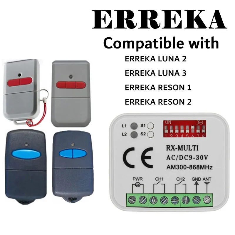 ERREKA LUNA RESON garage remote 433mhz Fixed code ERREKA 868mhz 433.92mhz rolling code remote control receiver
ERREKA LUNA RESON garage remote 433mhz Fixed code ERREKA 868mhz 433.92mhz rolling code remote control receiver