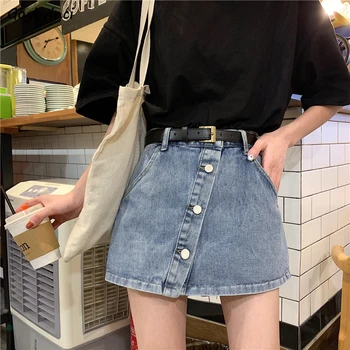 Skirts Women Mini Denim Buttons Asymmetry Anti-glare A-line Empire Slim Causal Ulzzang Simple All-match Chic Female Skirt New
Skirts Women Mini Denim Buttons Asymmetry Anti-glare A-line Empire Slim Causal Ulzzang Simple All-match Chic Female Skirt New