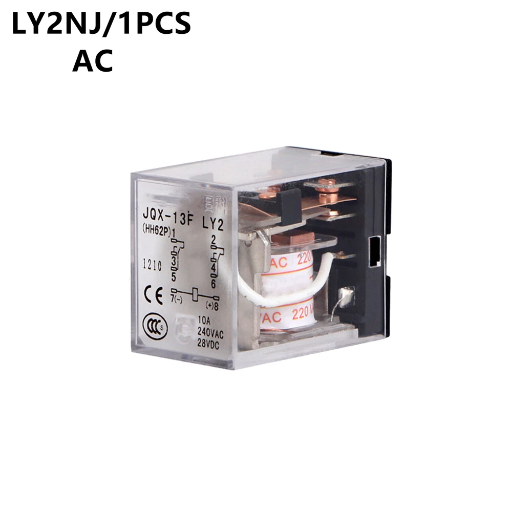 

LY2NJ Coil Power Relay Car Auto AC 12V 24V 36V 48V 110V 220V 380V Mini Micro Electromagnetic Relay switch 8Pin DPDT Module