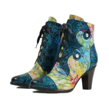 First layer leather 2020 female pointed boots side and a undertakes to short boots with high heels for women's shoes 
First layer leather 2020 female pointed boots side and a undertakes to short boots with high heels for women's shoes
