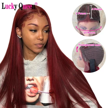 Lucky Queen Ombre Burgundy/99J Colored 13x4x1 Lace Front Wigs Transparent Lace Wigs Brazilian Straight Remy Human Hair Wigs
Lucky Queen Ombre Burgundy/99J Colored 13x4x1 Lace Front Wigs Transparent Lace Wigs Brazilian Straight Remy Human Hair Wigs