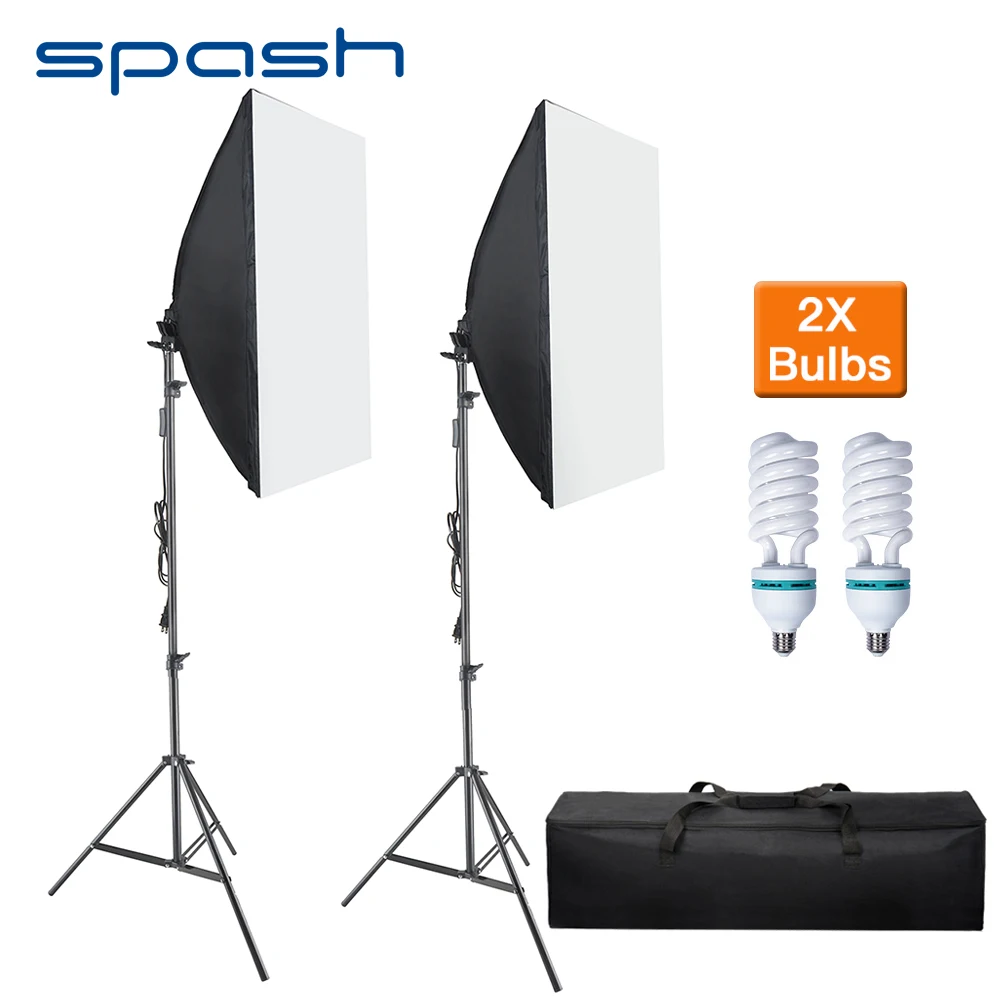 spash 2 Set Softbox 50*70cm Diffuser Light Photography Lamp Continuous Lighting Photo Equipment E27 Lamp Holder with Bulb Tripod
spash 2 Set Softbox 50*70cm Diffuser Light Photography Lamp Continuous Lighting Photo Equipment E27 Lamp Holder with Bulb Tripod
