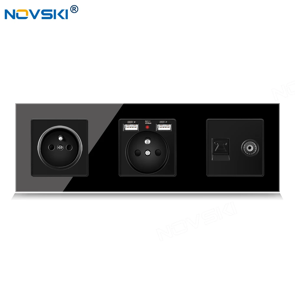 258 EU Standard DIY Socket Triple Frame, French 3 Outlets, 2.1A Dual USB Charging Port, Data Socket German Bayer Base, Black
258 EU Standard DIY Socket Triple Frame, French 3 Outlets, 2.1A Dual USB Charging Port, Data Socket German Bayer Base, Black