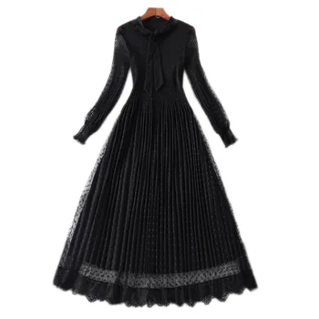 2020 Women's New Blak Dress Spring and Autumn Wear O Neck Long Sleeve Mesh Big Swing S-XXL Real Photoes Lady Dress
2020 Women's New Blak Dress Spring and Autumn Wear O Neck Long Sleeve Mesh Big Swing S-XXL Real Photoes Lady Dress