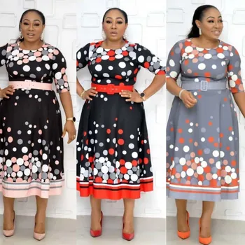 Autumn Elegant Dot Print A-Line Dress African Clothes O-Neck Multicolor Dots Dress Belt Office Lady High Quality Female
Autumn Elegant Dot Print A-Line Dress African Clothes O-Neck Multicolor Dots Dress Belt Office Lady High Quality Female
