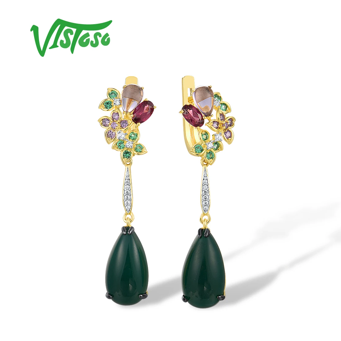 SANTUZZA 925 Sterling Silver Dangling Earrings For Women Sparkling Colorful Gems White CZ Flower Earrings Exquisie Fine Jewelry
SANTUZZA 925 Sterling Silver Dangling Earrings For Women Sparkling Colorful Gems White CZ Flower Earrings Exquisie Fine Jewelry