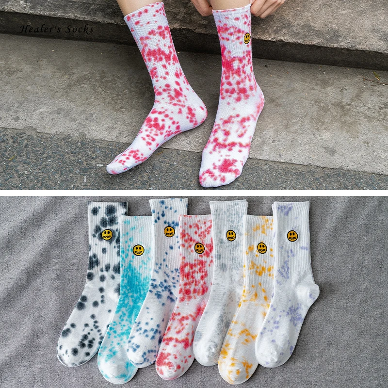 New Fashion Tie-dye Smiling Face Men and Women Socks Cotton Colorful Vortex Embroidery HipHop Skateboard Funny Happy Sockings
New Fashion Tie-dye Smiling Face Men and Women Socks Cotton Colorful Vortex Embroidery HipHop Skateboard Funny Happy Sockings