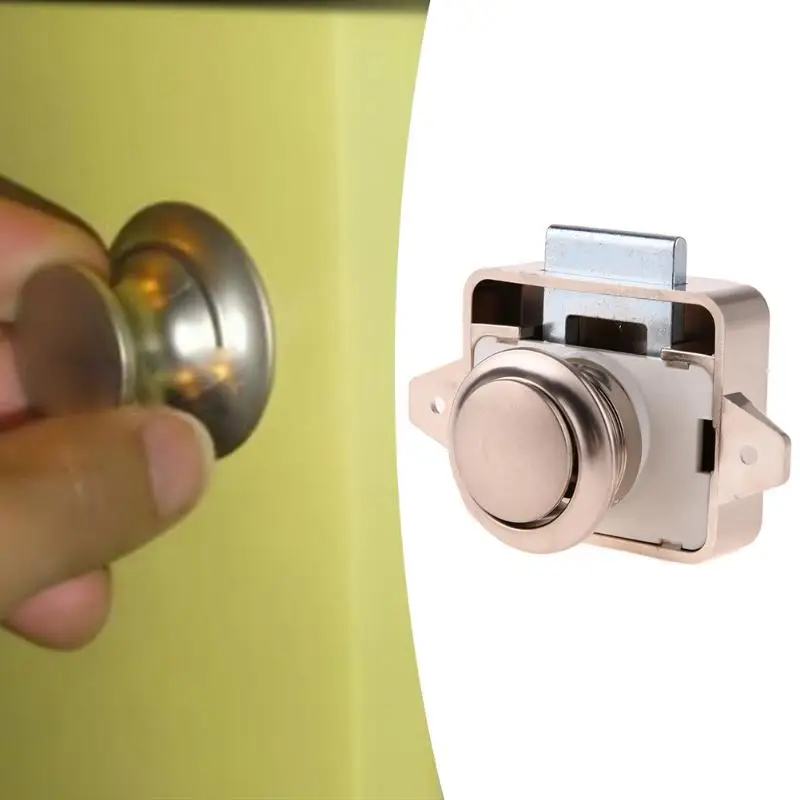 Mini Push Lock Button Catch Lock Cupboard Door Knob Camper Caravan Motorhome RV Cabinet Drawer Push Latch
Mini Push Lock Button Catch Lock Cupboard Door Knob Camper Caravan Motorhome RV Cabinet Drawer Push Latch