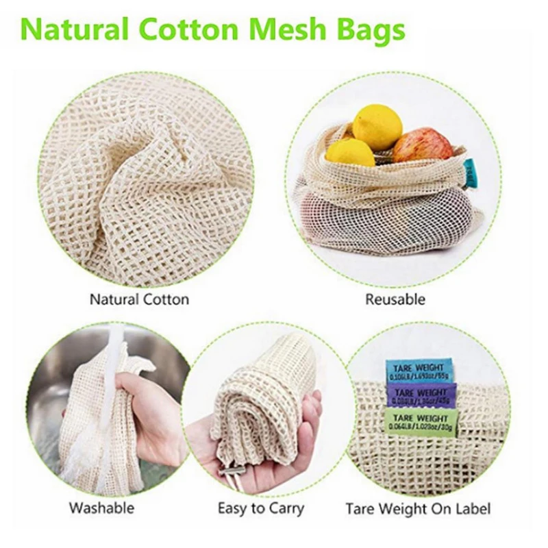 Reusable Cotton Vegetable Bags Home Kitchen Fruit And Vegetable Storage Mesh Bags With Drawstring Washable Mesh Bundle Pocket
Reusable Cotton Vegetable Bags Home Kitchen Fruit And Vegetable Storage Mesh Bags With Drawstring Washable Mesh Bundle Pocket