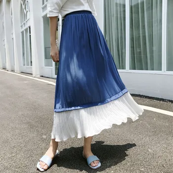 Korean Women Chiffion Skirts Summer Retro 2020 High Waist Female A Line Long Maxi Dresses Robe Femme Blue Black Pleated Skirts
Korean Women Chiffion Skirts Summer Retro 2020 High Waist Female A Line Long Maxi Dresses Robe Femme Blue Black Pleated Skirts