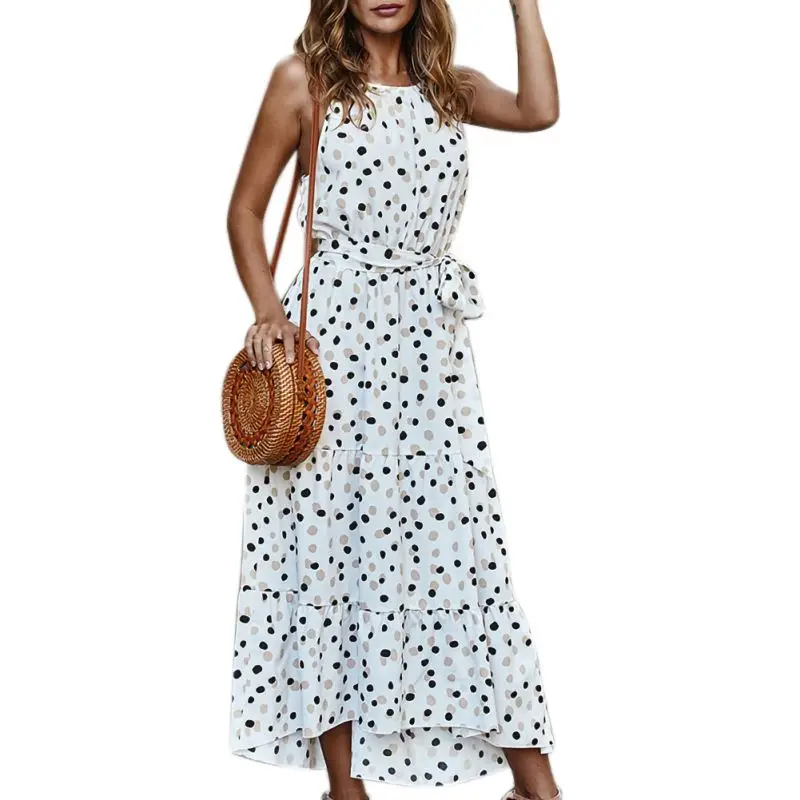 Summer Women Polka Dot Print Vacation Style Big Swing Dresses High Waist V-Neck Holiday Bohemia Long Dresses Original Design
Summer Women Polka Dot Print Vacation Style Big Swing Dresses High Waist V-Neck Holiday Bohemia Long Dresses Original Design