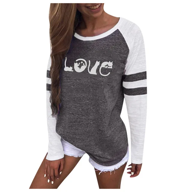 Autumn Fashion Love Print Patchwork Blouse Casual Loose Daily O-Neck Tops Tee Top Female Women Long Sleeve Shirt Blusa Pullover
Autumn Fashion Love Print Patchwork Blouse Casual Loose Daily O-Neck Tops Tee Top Female Women Long Sleeve Shirt Blusa Pullover