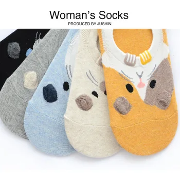 

Stereo CAT Invisible Short Woman Sweat summer comfortable cotton girl boat socks ankle low female hosiery 5pair=10pcs XG19